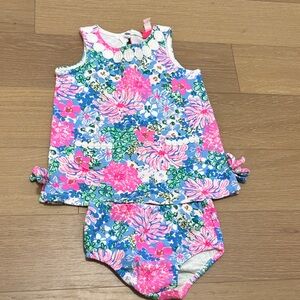 Lilly Pulitzer Floral Baby Dress Set - Pink, Blue, Green